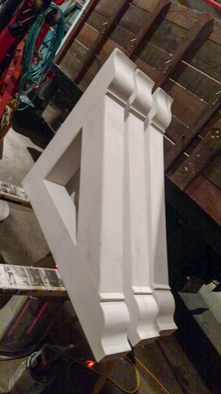 Hand-built corbels for a custom mantel in Hayden, Idaho